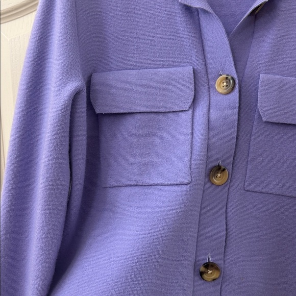 Ann Taylor Lilac Collared Knit Cardigan - Picture 3 of 4